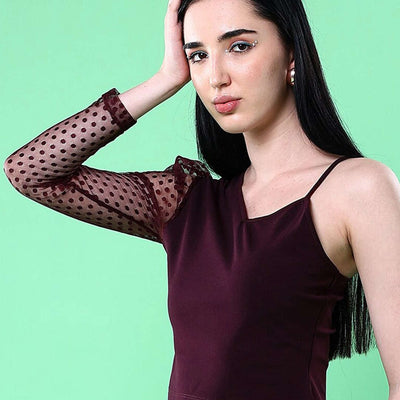 Women Top With Meash Sleeves