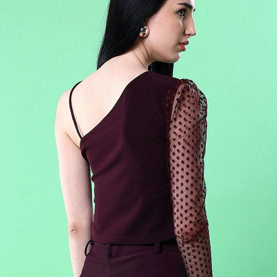 Women Top With Meash Sleeves