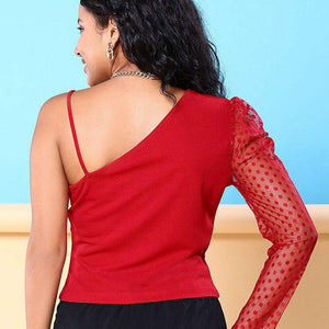 Women Top With Meash Sleeves