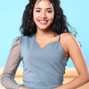 Women Top With Meash Sleeves