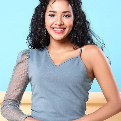Women Top With Meash Sleeves