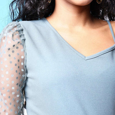 Women Top With Meash Sleeves