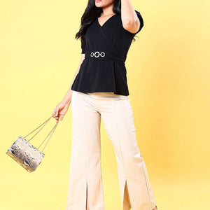 Women V Neck Peplum Top