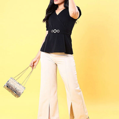 Women V Neck Peplum Top