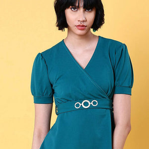 Women V Neck Peplum Top