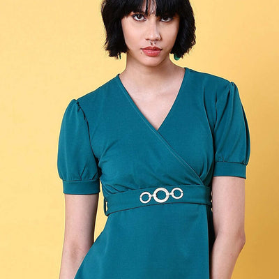 Women V Neck Peplum Top