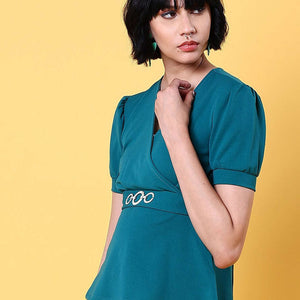 Women V Neck Peplum Top