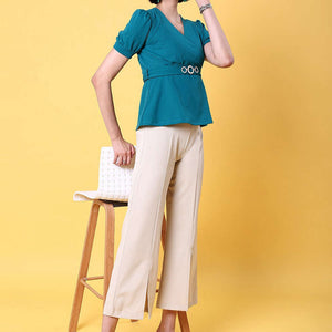 Women V Neck Peplum Top