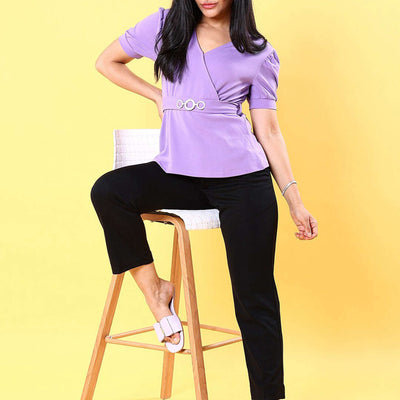 Women V Neck Peplum Top