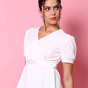 Women V Neck Peplum Top