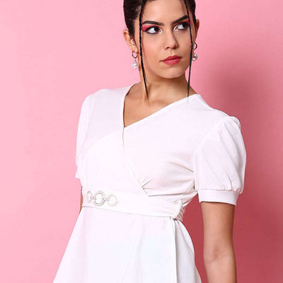 Women V Neck Peplum Top