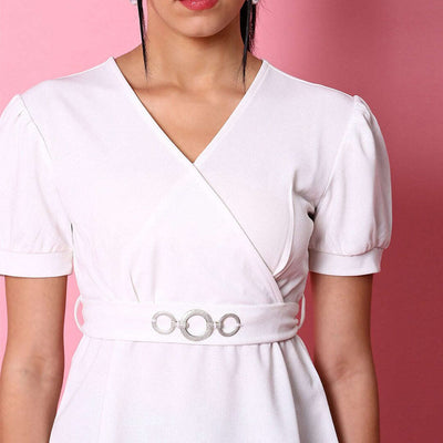 Women V Neck Peplum Top