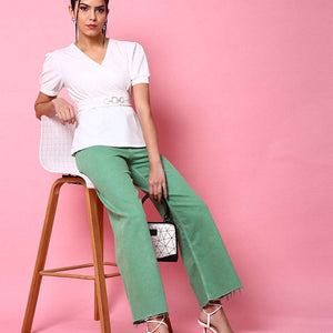 Women V Neck Peplum Top