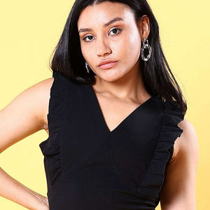 Women V Neck Ruffle Crop Top