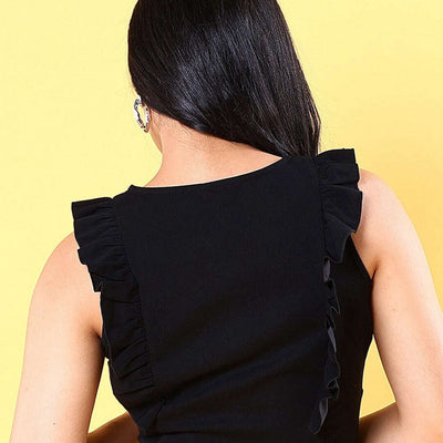 Women V Neck Ruffle Crop Top
