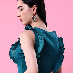 Women V Neck Ruffle Crop Top