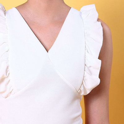 Women V Neck Ruffle Crop Top
