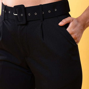 Women Tapered Pleated Pant With Belt