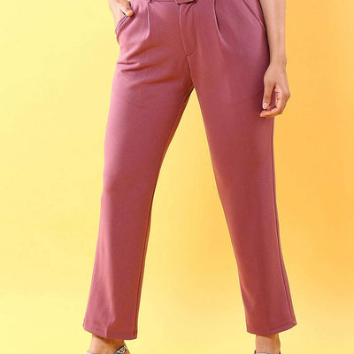 Women Tapered Pleated Pant With Belt