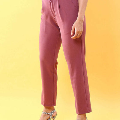 Women Tapered Pleated Pant With Belt