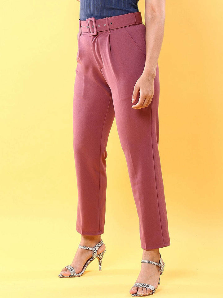 Women Tapered Pleated Pant With Belt