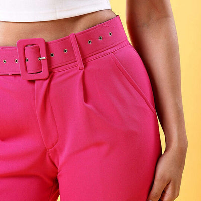 Women Tapered Pleated Pant With Belt