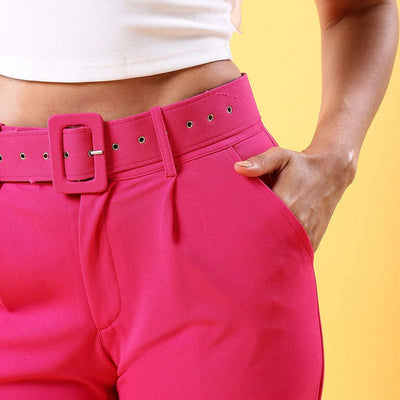 Women Tapered Pleated Pant With Belt