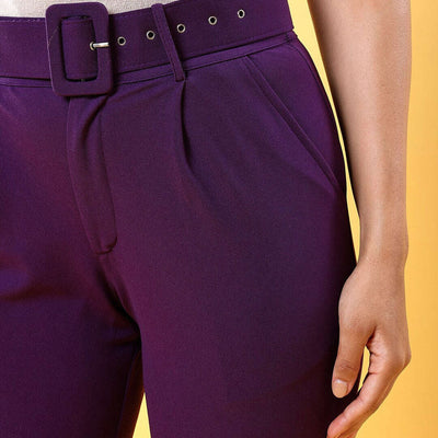 Women Tapered Pleated Pant With Belt