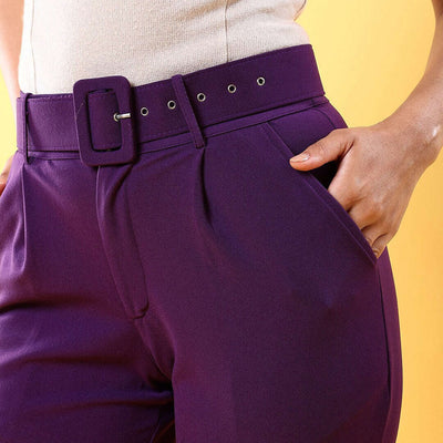 Women Tapered Pleated Pant With Belt