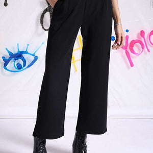 Women Solid Wide Leg Trouser