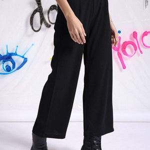 Women Solid Wide Leg Trouser