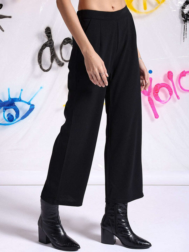 Women Solid Wide Leg Trouser