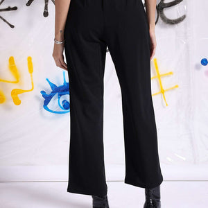 Women Solid Wide Leg Trouser