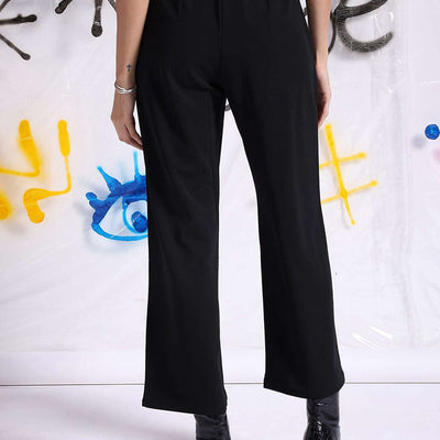 Women Solid Wide Leg Trouser