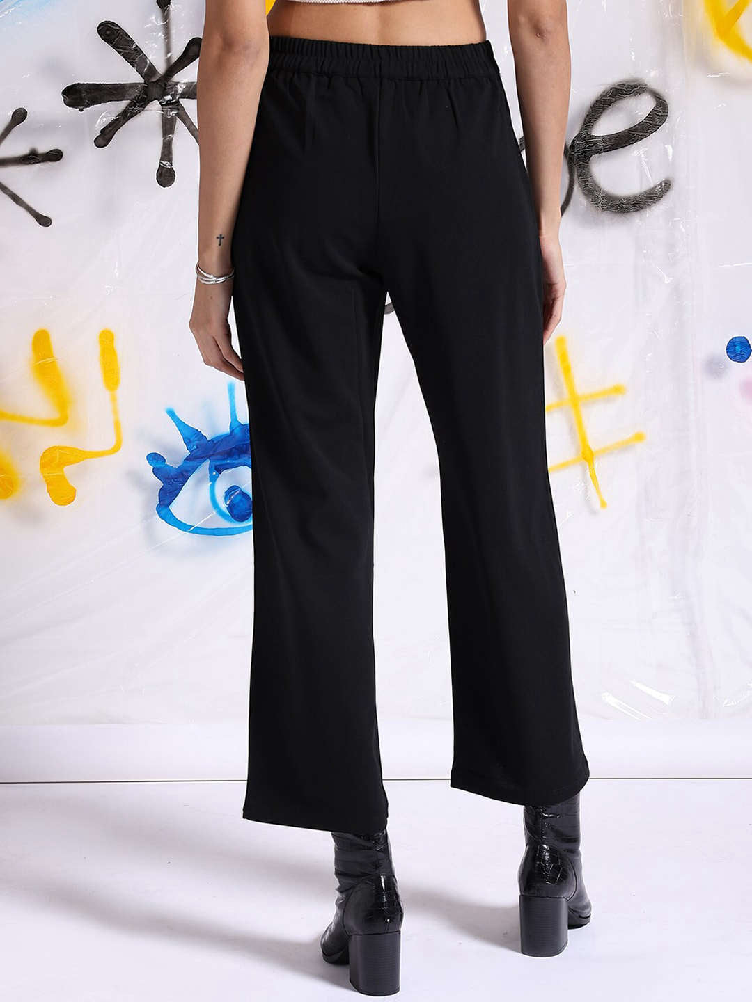 Women Solid Wide Leg Trouser