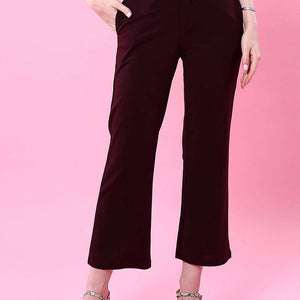 Women Solid Wide Leg Trouser