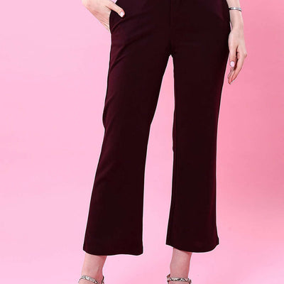 Women Solid Wide Leg Trouser