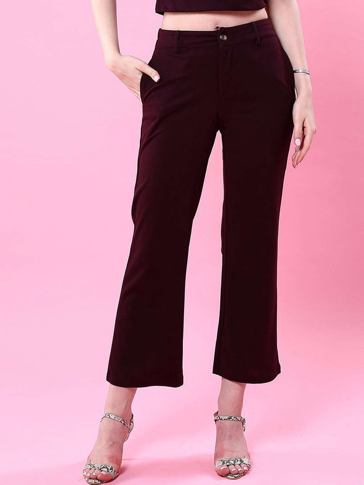 Women Solid Wide Leg Trouser