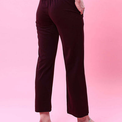 Women Solid Wide Leg Trouser