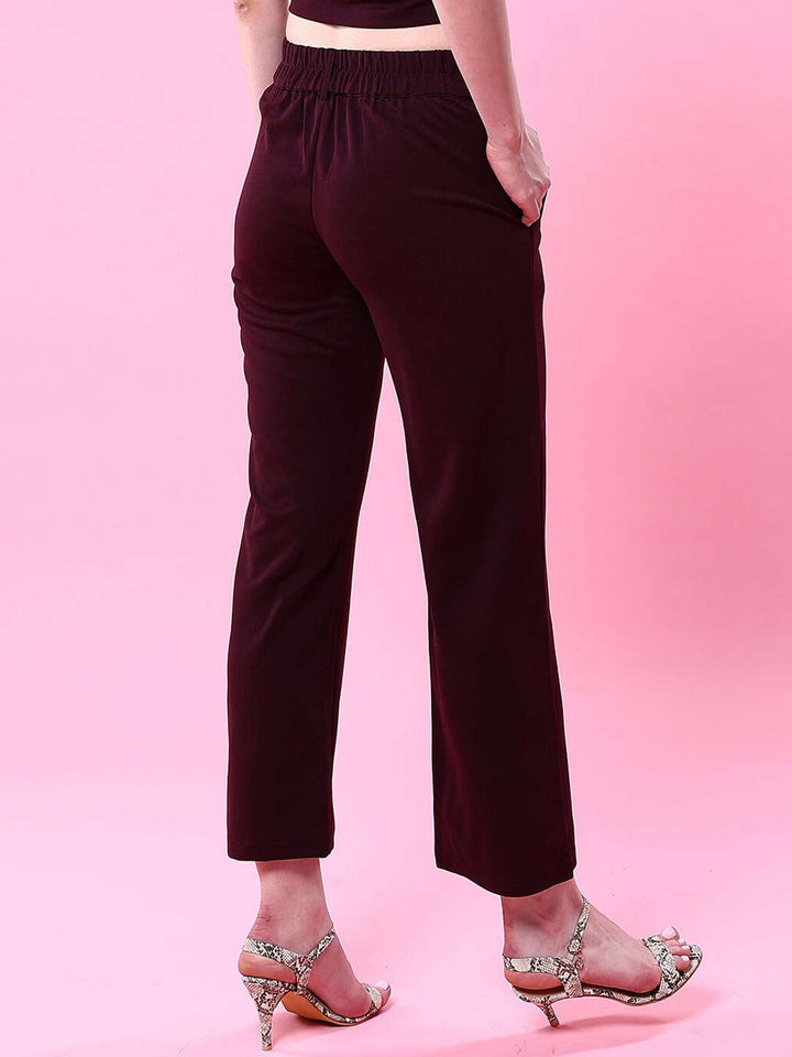 Women Solid Wide Leg Trouser