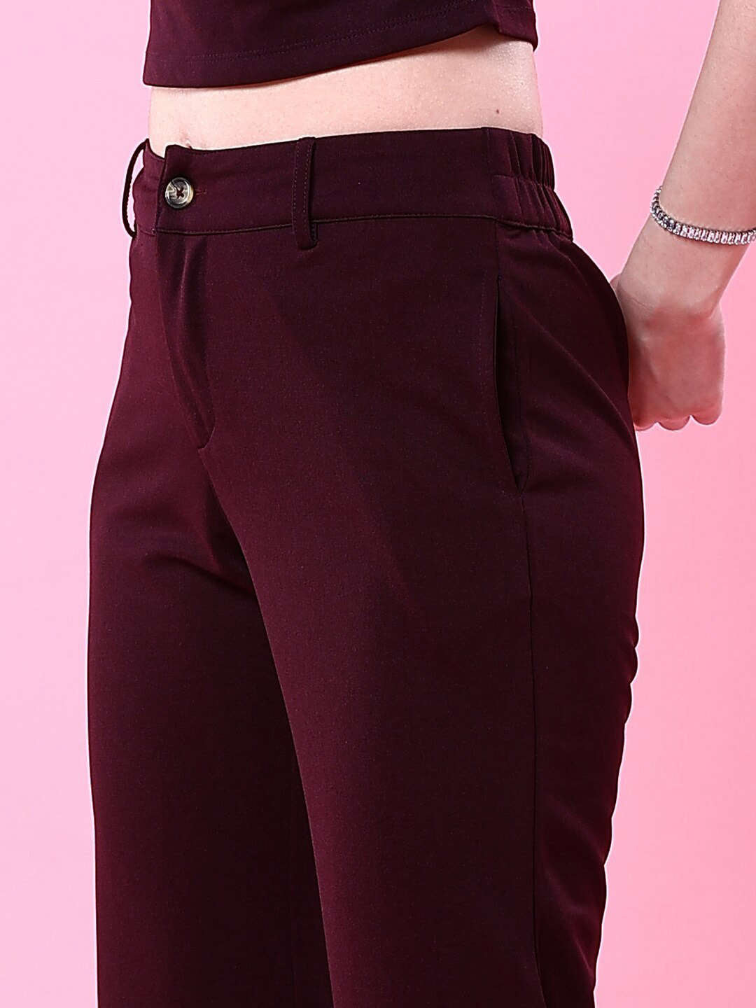 Women Solid Wide Leg Trouser