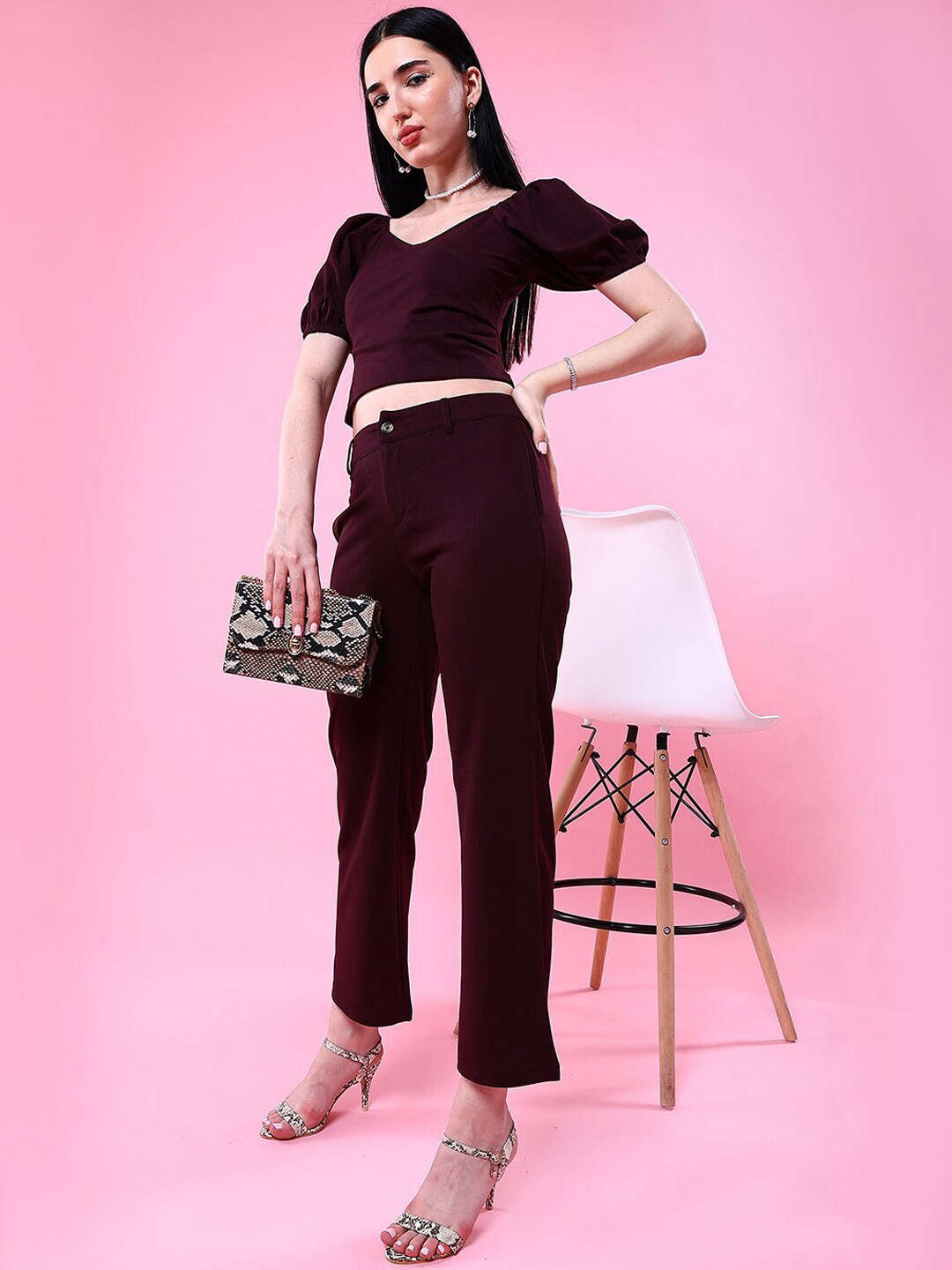 Women Solid Wide Leg Trouser