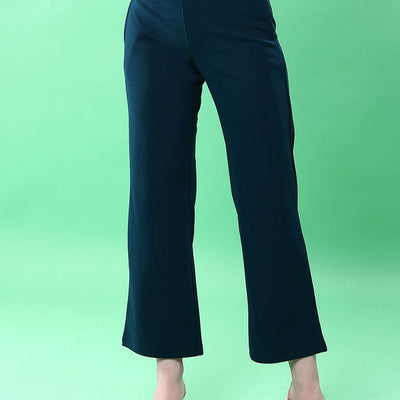 Women Solid Wide Leg Trouser