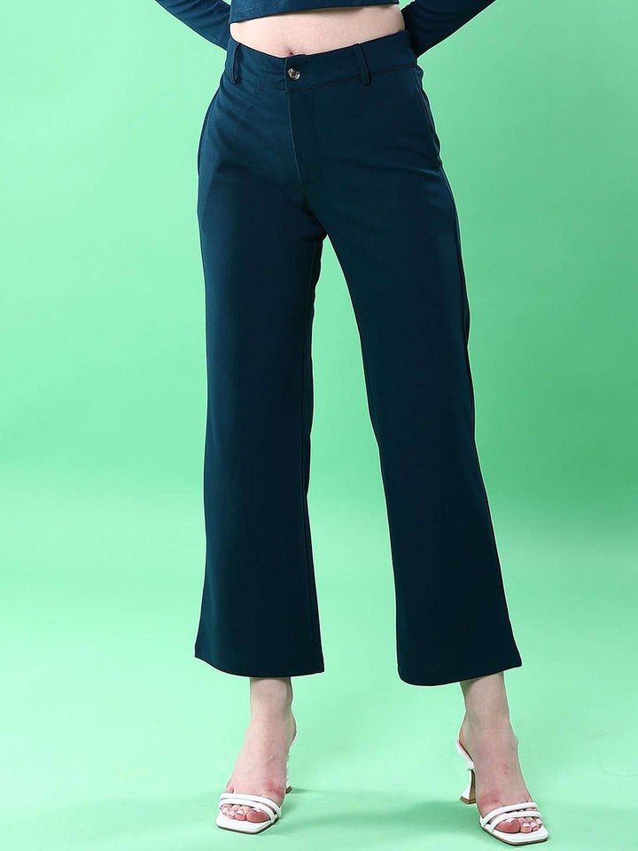 Women Solid Wide Leg Trouser