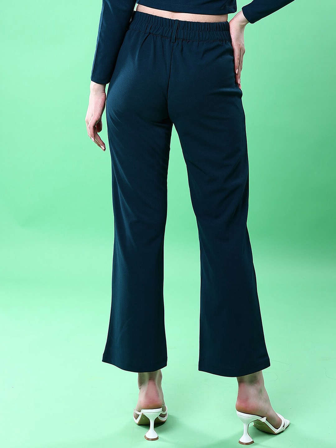 Women Solid Wide Leg Trouser