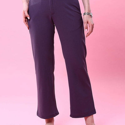 Women Solid Wide Leg Trouser