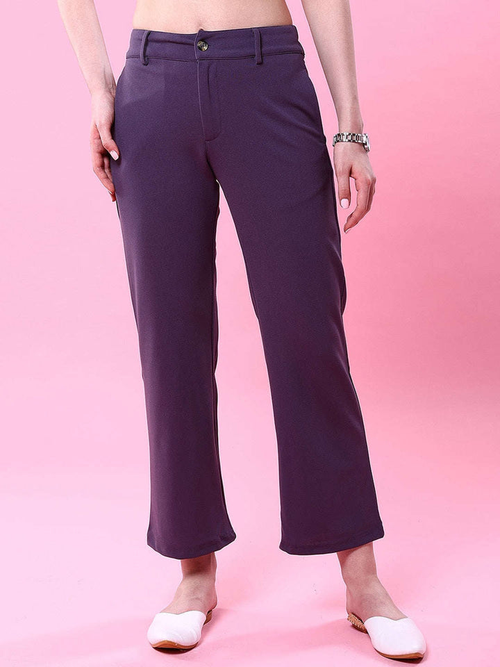 Women Solid Wide Leg Trouser