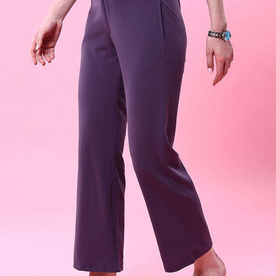 Women Solid Wide Leg Trouser