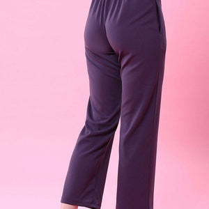 Women Solid Wide Leg Trouser
