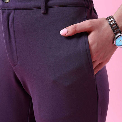 Women Solid Wide Leg Trouser